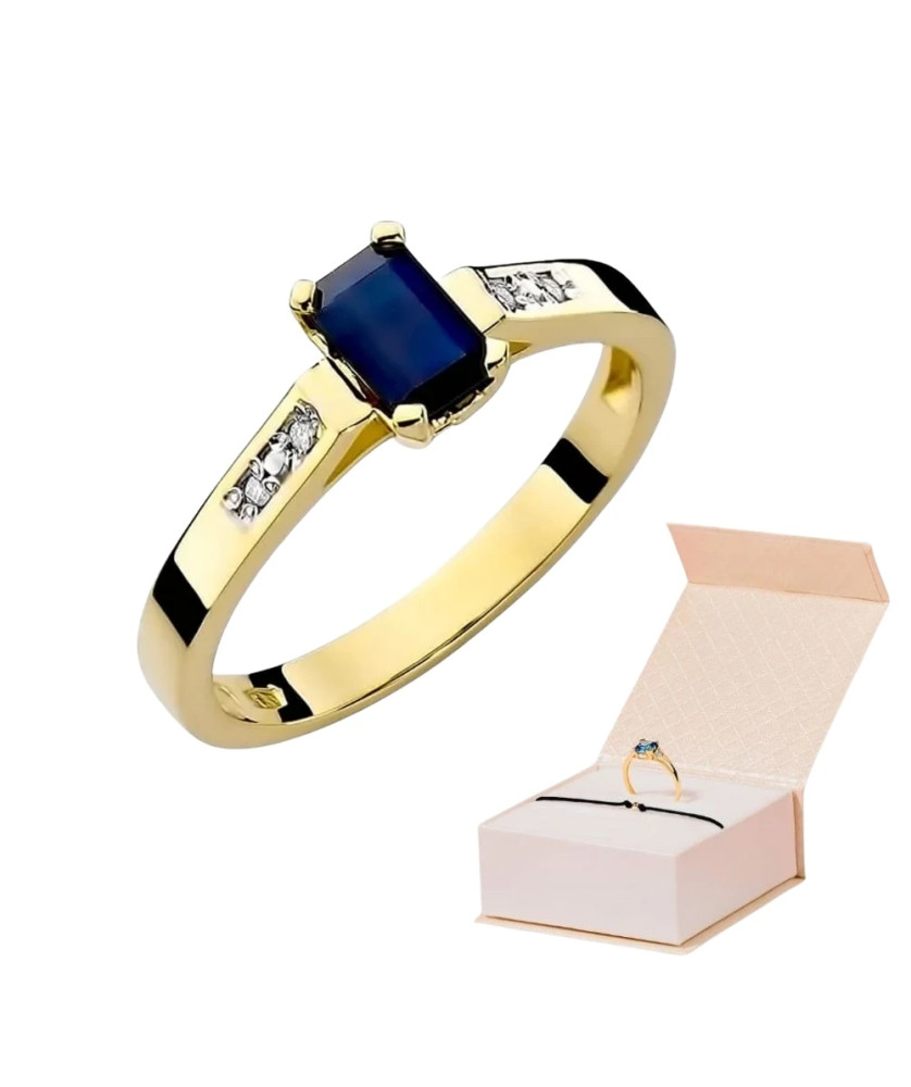 Złoty Pierścionek 14k z diamentem szafir 0,60ct
