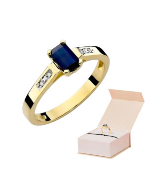 Złoty Pierścionek 14k z diamentem szafir 0,60ct