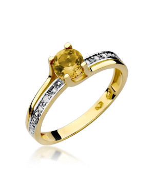 Złoty Pierścionek 14k z diamentem cytryn 0,50ct