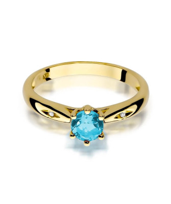 14k Gold Ring with Diamond Topaz 0.50ct