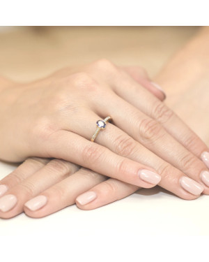 Złoty Pierścionek 14k z diamentem tanzanit 0,40ct