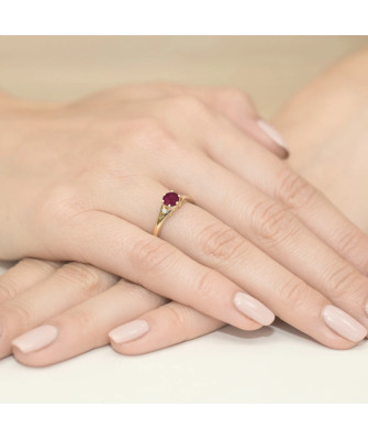 Złoty Pierścionek 14k z diamentem rubin 0,60ct