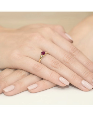 14k Gold Ring with Diamond Ruby 0.60ct