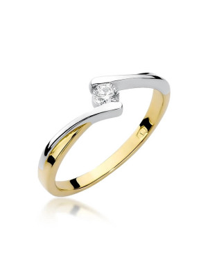 Złoty Pierścionek 14k z diamentem brylant 0,10ct