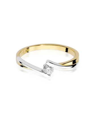 Złoty Pierścionek 14k z diamentem brylant 0,10ct