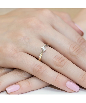 Złoty Pierścionek 14k z diamentem brylant 0,10ct