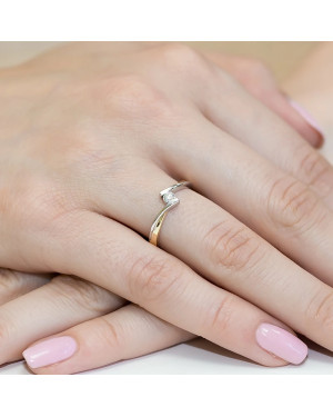 Złoty Pierścionek 14k z diamentem brylant 0,10ct