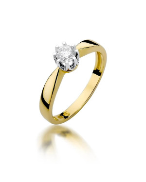 Złoty Pierścionek 14k z diamentem brylant 0,30ct