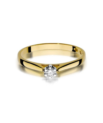 Złoty Pierścionek 14k z diamentem brylant 0,09ct
