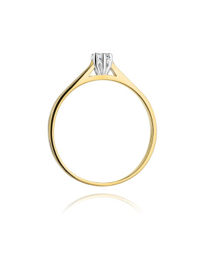 Złoty Pierścionek 14k z diamentem brylant 0,09ct