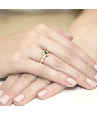 14k Gold Ring with 0.70ct Sapphire Diamond