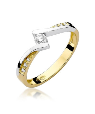 Złoty Pierścionek 14k z diamentem brylant 0,16ct