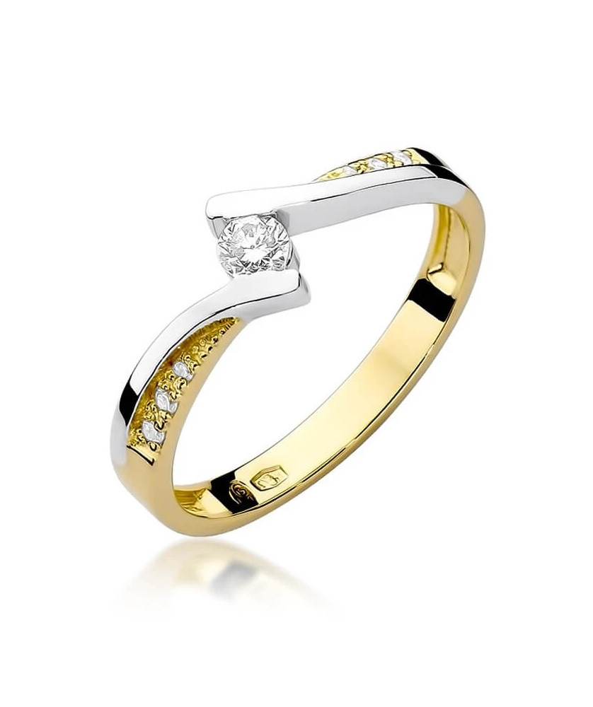 Złoty Pierścionek 14k z diamentem brylant 0,16ct
