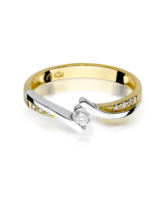 Złoty Pierścionek 14k z diamentem brylant 0,16ct