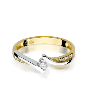 Złoty Pierścionek 14k z diamentem brylant 0,16ct