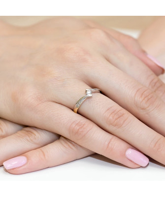 Złoty Pierścionek 14k z diamentem brylant 0,16ct