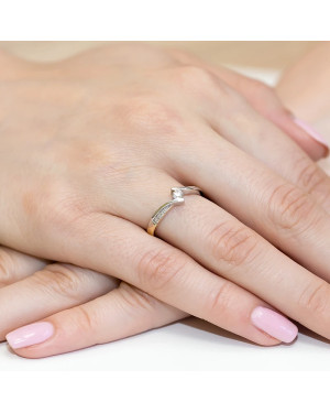 Złoty Pierścionek 14k z diamentem brylant 0,16ct