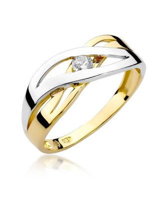 Złoty Pierścionek 14k z diamentem brylant 0,10ct