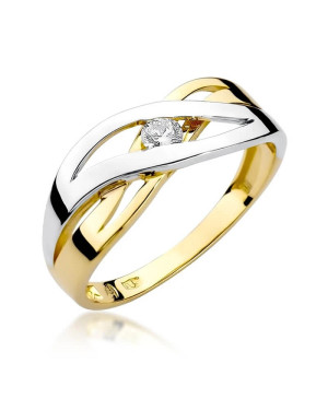 Złoty Pierścionek 14k z diamentem brylant 0,10ct