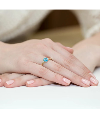 Złoty Pierścionek 14k z diamentem topaz 0,70ct