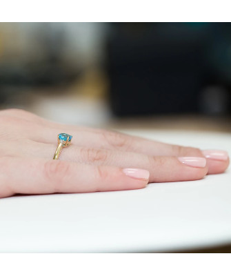 Złoty Pierścionek 14k z diamentem topaz 0,70ct