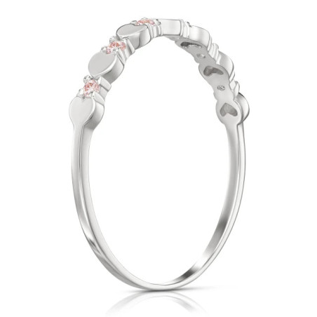 White gold ring with 585 hearts and pink stones P3.1663BPr| GoldJewellery