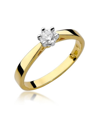 Złoty Pierścionek 14k z diamentem brylant 0,25ct