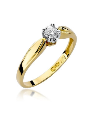 Złoty Pierścionek 14k z diamentem brylant 0,24ct