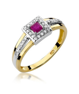 14k Gold Ring with Diamond Ruby 0.20ct
