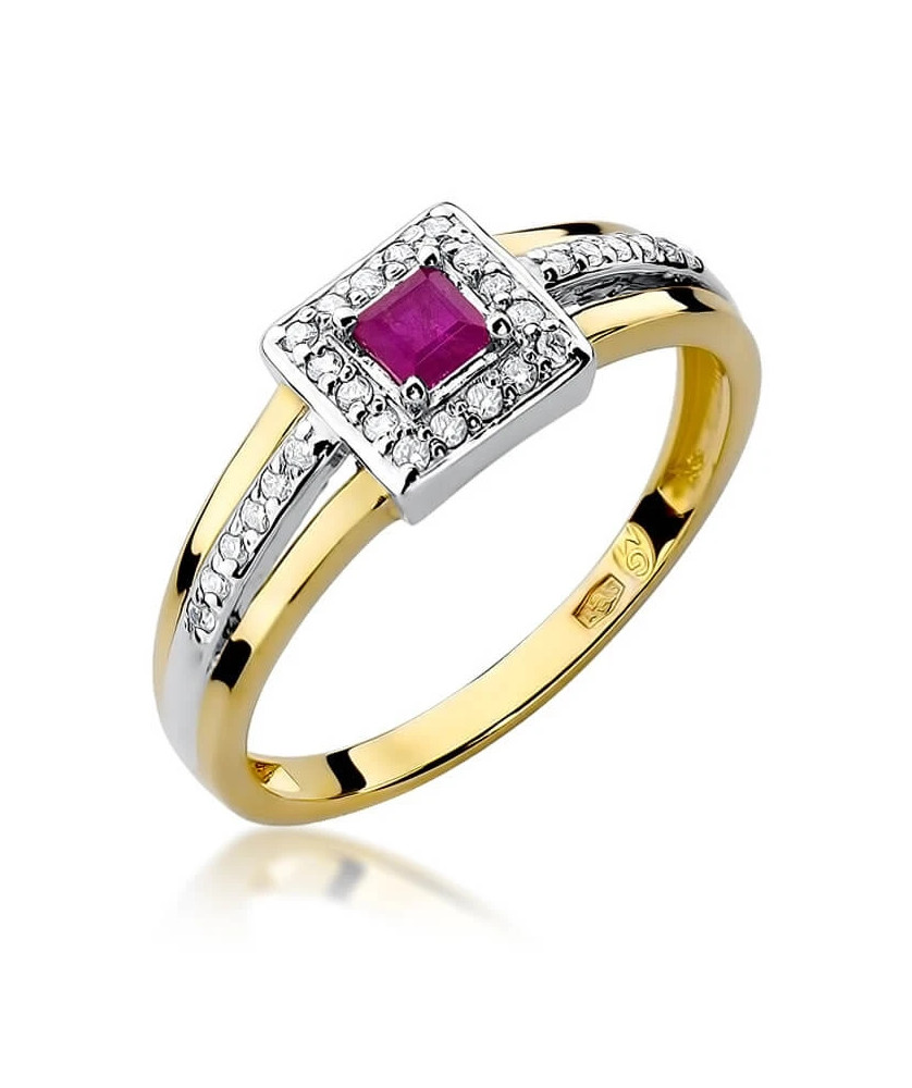 14k Gold Ring with Diamond Ruby 0.20ct