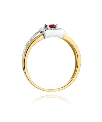 Złoty Pierścionek 14k z diamentem rubin 0,20ct