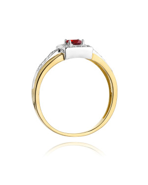 Złoty Pierścionek 14k z diamentem rubin 0,20ct