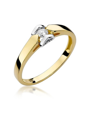 Złoty Pierścionek 14k z diamentem brylant 0,09ct