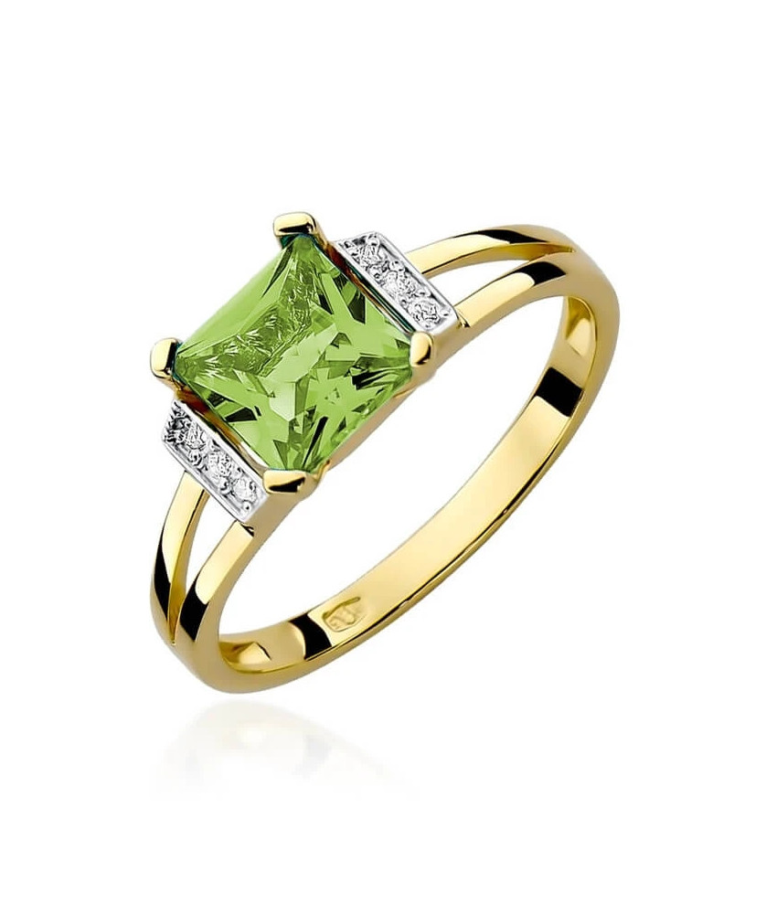 14k Gold Ring with 1.10ct Peridot Diamond