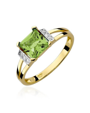 14k Gold Ring with 1.10ct Peridot Diamond