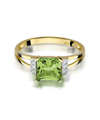 Złoty Pierścionek 14k z diamentem oliwin 1,10ct