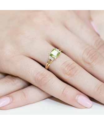 Złoty Pierścionek 14k z diamentem oliwin 1,10ct