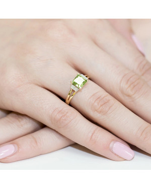 Złoty Pierścionek 14k z diamentem oliwin 1,10ct