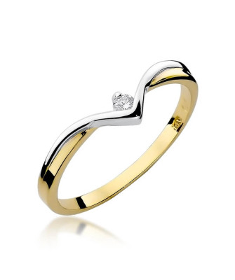 Złoty Pierścionek 14k z diamentem brylant 0,04ct