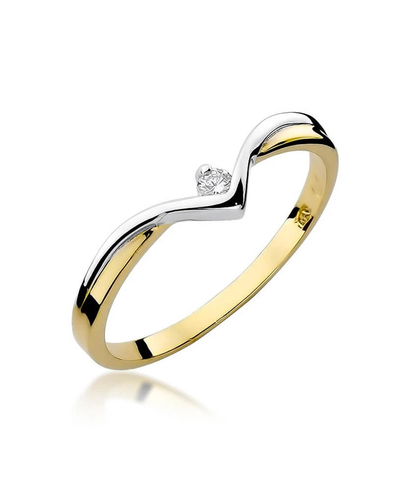 Złoty Pierścionek 14k z diamentem brylant 0,04ct