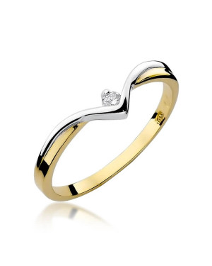 Złoty Pierścionek 14k z diamentem brylant 0,04ct