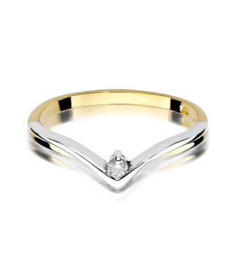 Złoty Pierścionek 14k z diamentem brylant 0,04ct