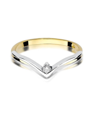 Złoty Pierścionek 14k z diamentem brylant 0,04ct