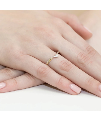 Złoty Pierścionek 14k z diamentem brylant 0,04ct