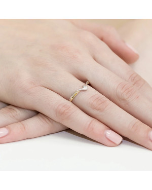 Złoty Pierścionek 14k z diamentem brylant 0,04ct