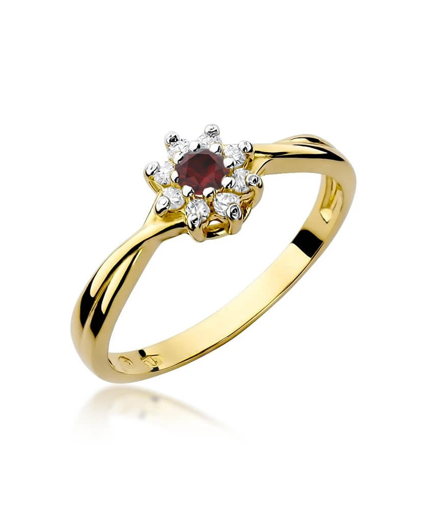 14k Gold Ring with Diamond Ruby 0.15ct