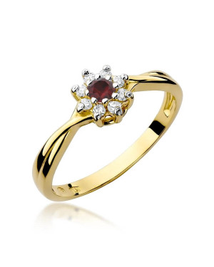14k Gold Ring with Diamond Ruby 0.15ct