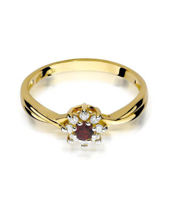 Złoty Pierścionek 14k z diamentem rubin 0,15ct