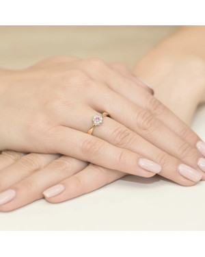 Złoty Pierścionek 14k z diamentem rubin 0,15ct