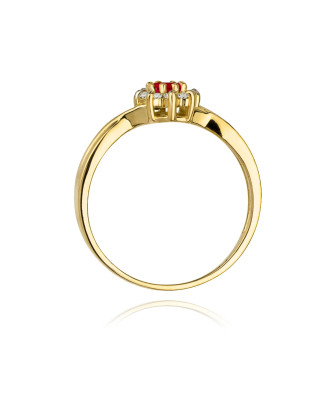 14k Gold Ring with Diamond Ruby 0.15ct